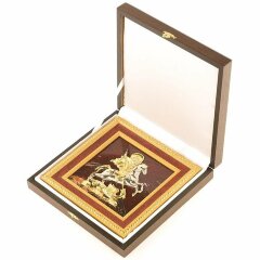 Настенное панно в багете «Георгий Победоносец» (яшма)