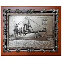 Сувенирная картина гравюра «Крейсер Аврора» — музей и символ города СПб в подарок на память о Северной столице России