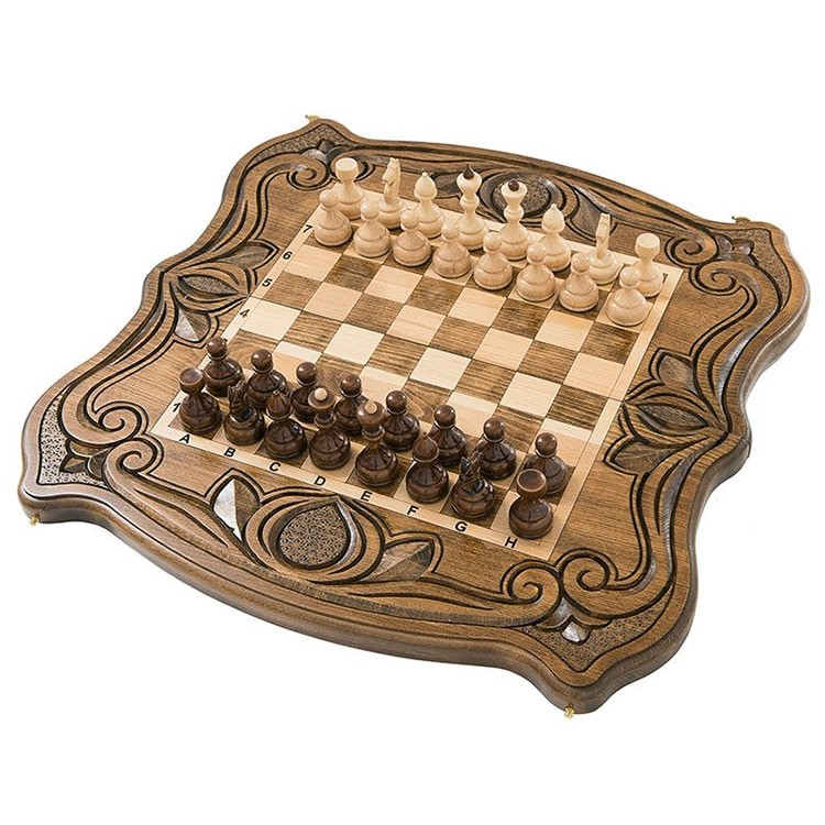 Резные шахматы с нардами «Греция»