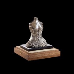 Серебряная визитница «Корсет» на камне обсидиан