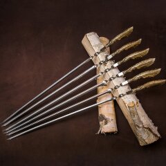 Шампуры цельнометаллические «Перо» с художественным литьём