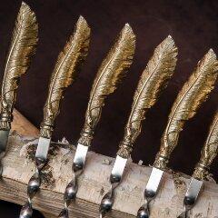 Шампуры цельнометаллические «Перо» с художественным литьём