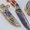 Интерьерная композиция с ножом на подставке «Сокол» (дамасская сталь) купить в подарок мужчине