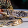 Интерьерная композиция с ножом на подставке «Сокол» (дамасская сталь) купить в подарок мужчине
