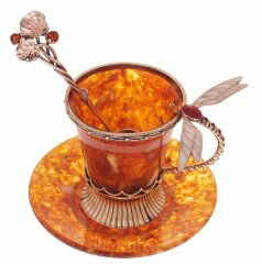 Кофейная чашка из янтаря «Стрекоза» 