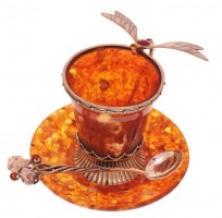 Кофейная чашка из янтаря «Стрекоза» 