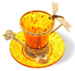 Кофейная чашка из янтаря «Стрекоза» 