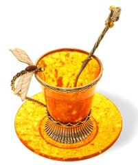 Кофейная чашка из янтаря «Стрекоза» 