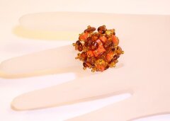 Кольцо из янтаря «Коралловый остров»