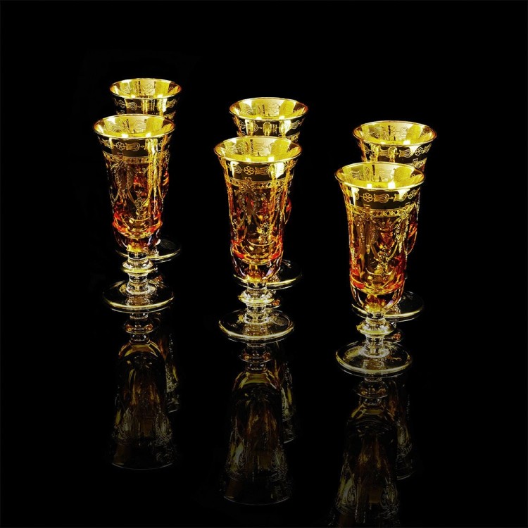 Хрустальные бокалы для шампанского «DINASTIA AMBRA»