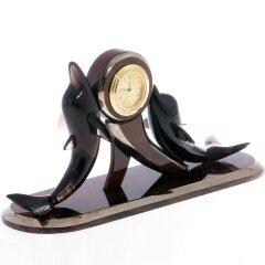 Настольные часы «Дельфины» из обсидиана