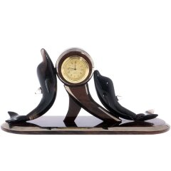 Настольные часы «Дельфины» из обсидиана