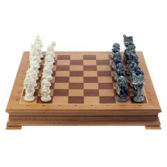 Шахматный ларец «Русские сказки» с каменными фигурами