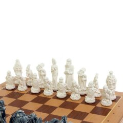 Шахматный ларец «Русские сказки» с каменными фигурами