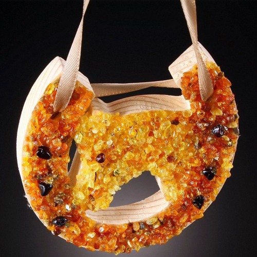 Деревянная ёлочная игрушка «Лошадка» с янтарём для украшения Новогодней ёлки