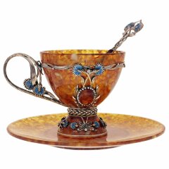 Чайная чашка из янтаря «Васильки»