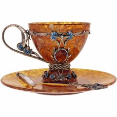 Чайная чашка из янтаря «Васильки»