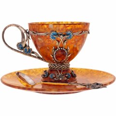 Чайная чашка из янтаря «Васильки»