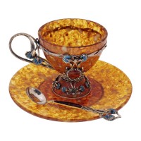 Чайная чашка из янтаря «Васильки»