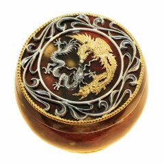 Янтарная шкатулка «Дракон и Феникс» с художественным декором