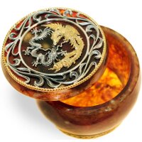 Янтарная шкатулка «Дракон и Феникс» с художественным декором