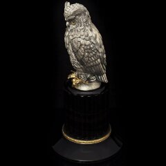 Серебряная статуэтка «Мудрый филин» на камне обсидиан