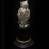 Серебряная статуэтка «Мудрый филин» на камне обсидиан