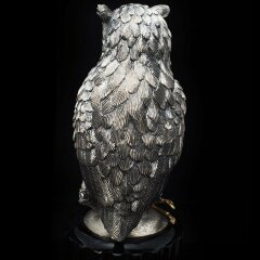 Серебряная статуэтка «Мудрый филин» на камне обсидиан