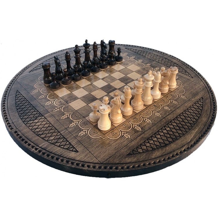 Круглые резные шахматы с нардами «Версаль»