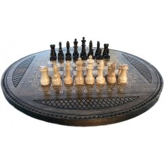 Круглые резные шахматы с нардами «Версаль»