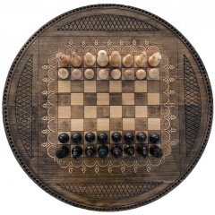 Круглые резные шахматы с нардами «Версаль»
