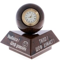Настольные часы антистресс «Шеф» с весёлыми фразами из обсидиана