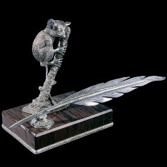 Серебряный письменныи прибор «Лемур» с ручкой перо