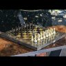 Подарочные шахматы «Готика» из тонированной карельской берёзы и янтаря
