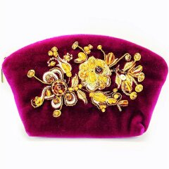 Косметичка из янтаря и бордового бархата «Осень»