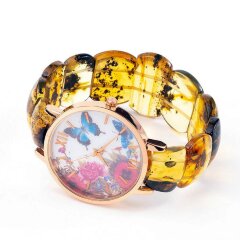 Женские наручные часы «Бабочки» из балтийского янтаря