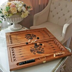 Нарды резные «Герб России» из массива дерева в подарок другу