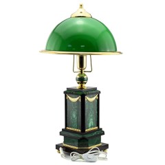 Зелёная настольная лампа из малахита «LAMP» для рабочего стола