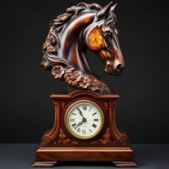 Каминные часы «Лошадка» — символ 2026 года Красной Огненной Лошади