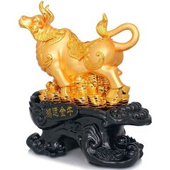 Позолоченная фигурка из дерева «Бык» — символ силы и трудоспособности, здоровья и долголетия