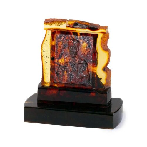 Янтарная икона «Николай Чудотворец» на подставке