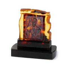 Янтарная икона «Николай Чудотворец» на подставке