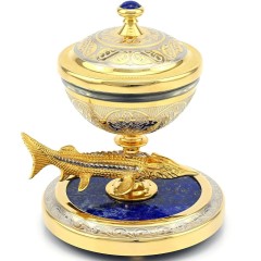 Икорница «Стерлядка» лазурит (Златоуст) — неповторимая красота для сервировки стола
