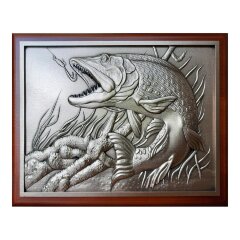 Рельефная гравюра «Щука» из меди