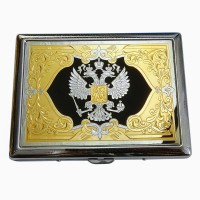 Позолоченный портсигар «Герб России» на 10 сигарет