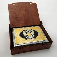 Портсигар металлический с позолотой «Герб России» на 10 сигарет