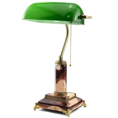 Зелёная настольная лампа из яшмы «СССР» для рабочего стола руководителя