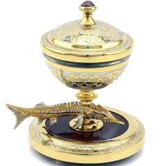 Икорница на агате «Стерлядка» (Златоуст) — неповторимая красота для сервировки стола
