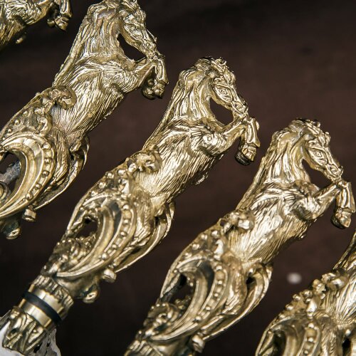 Шампуры цельнометаллические «Кони» с художественным литьём