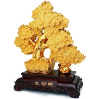 Позолоченный сувенир «Денежное дерево» — символ богатства и финансового роста